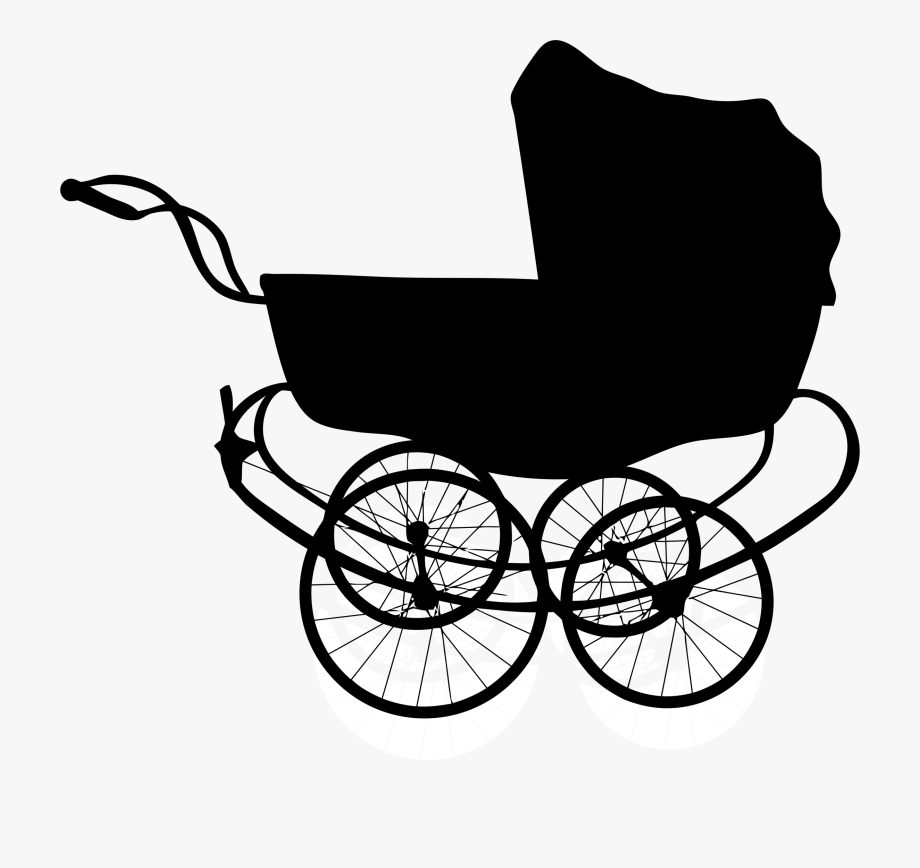 Vintage carriage silhouette antique. Crib clipart old fashioned baby