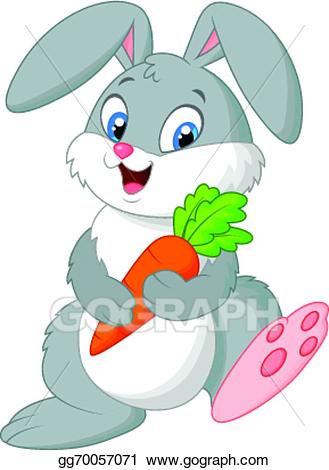 Carrot clipart animated. Vector stock happy rabbit