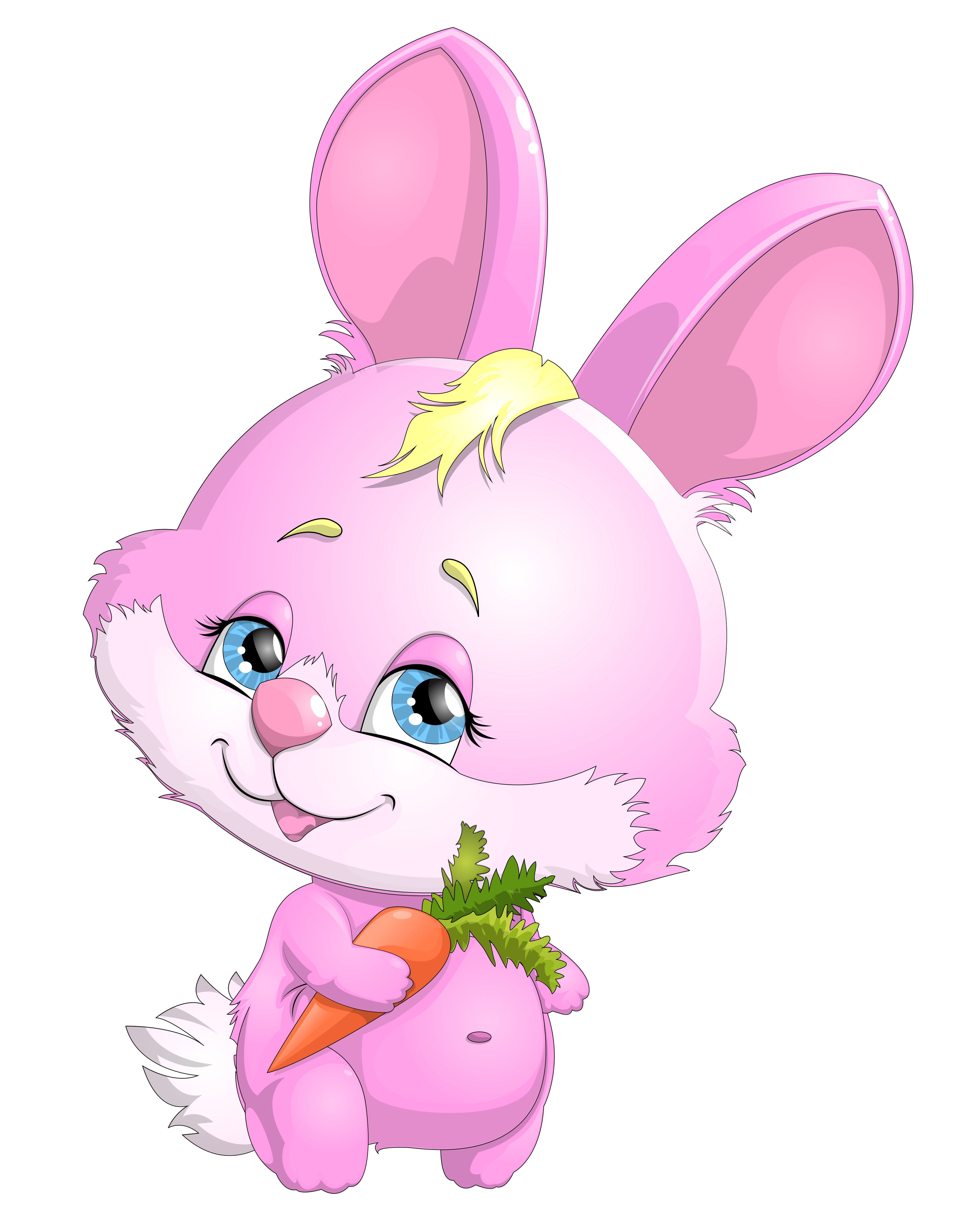 Easter clipart carrot. Cute pink bunny with