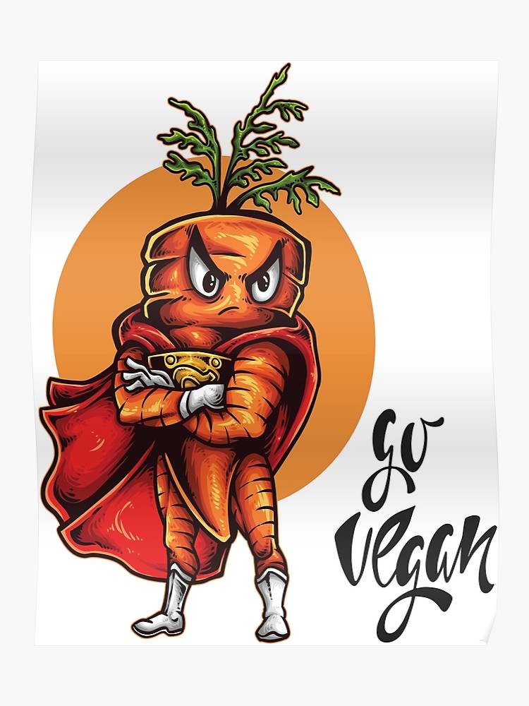 Go vegan angry carrot. Carrots clipart superhero