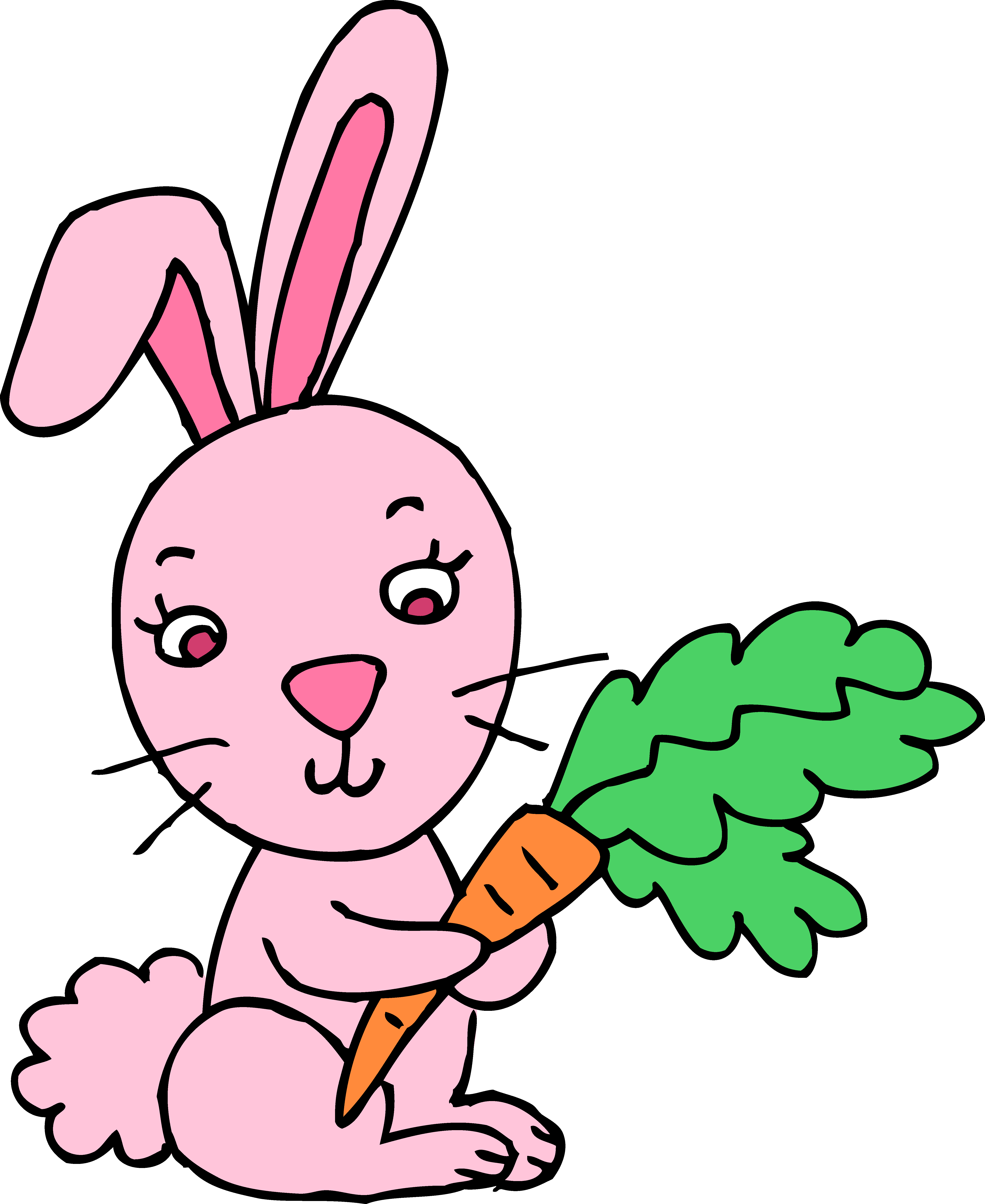 Free clipart rabbit. Pink bunny with carrot