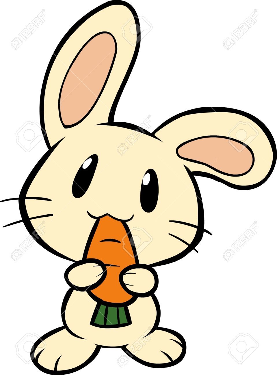 Characters clipart bunny. Vector eating a carrot