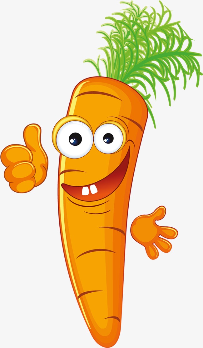 Smiling carrot cartoon personification. Carrots clipart spring