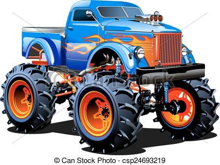 Vector cartoon truck stock. Clipart cars monster