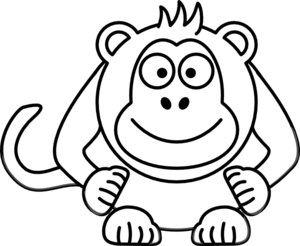 Cartoon clipart black and white. Monkey clip art at