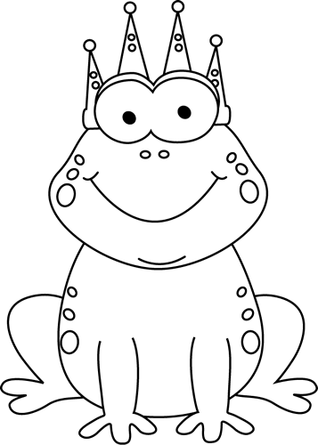 Clip art frog prince. Cartoon clipart black and white