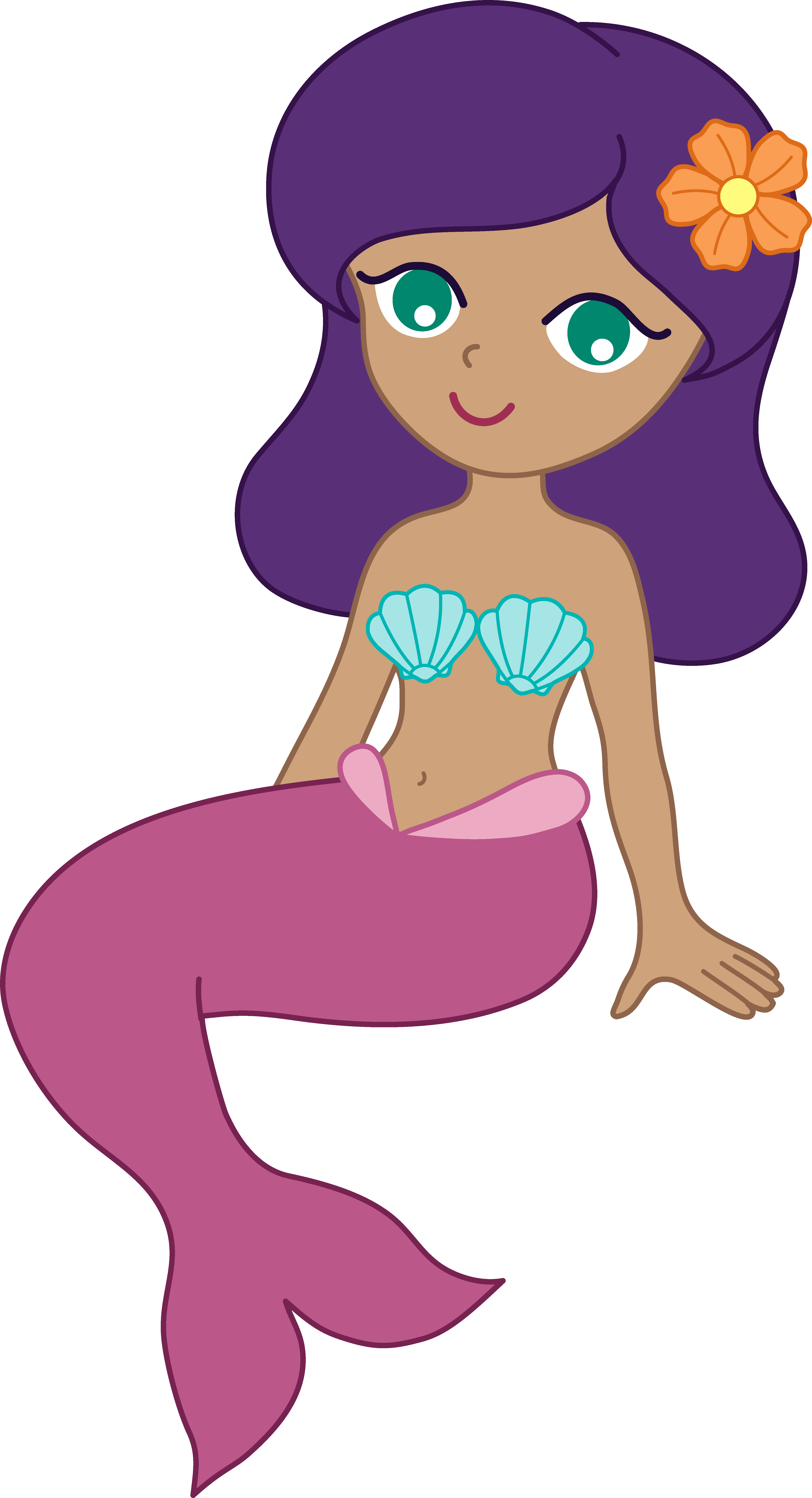 Exercising clipart character. Cute cartoon mermaid 