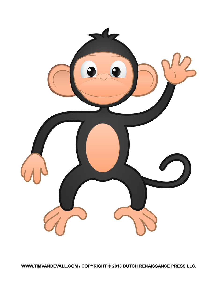 Cartoon clipart monkey. Printable coloring pages crafts