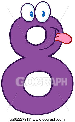Cartoon clipart number. Vector art eight character
