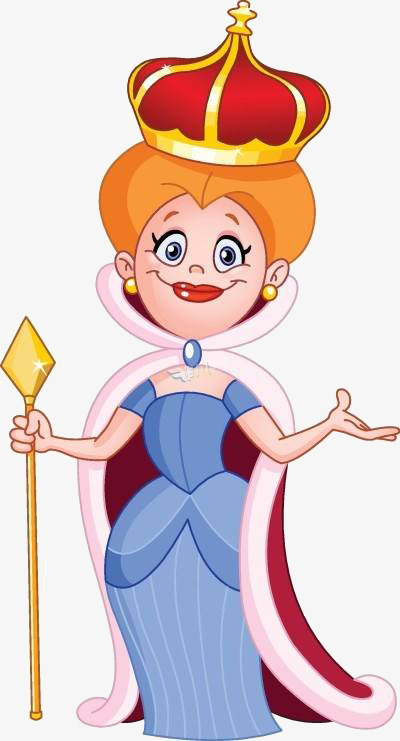 Holding a magic wand. Cartoon clipart queen