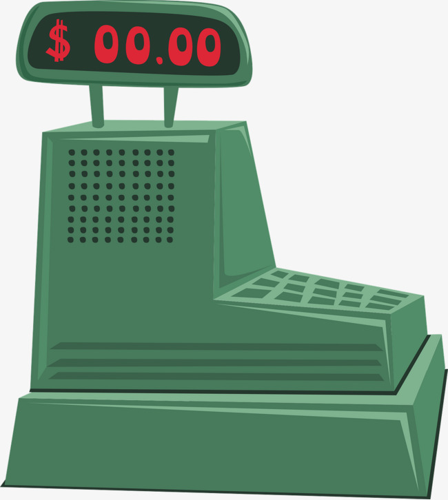 Cashier clipart cash register. Green supermarket png image