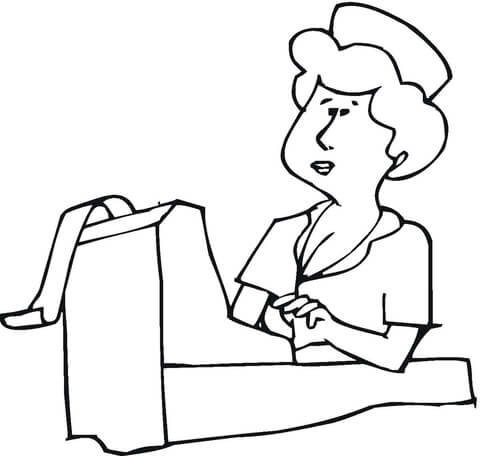 cashier clipart black and white