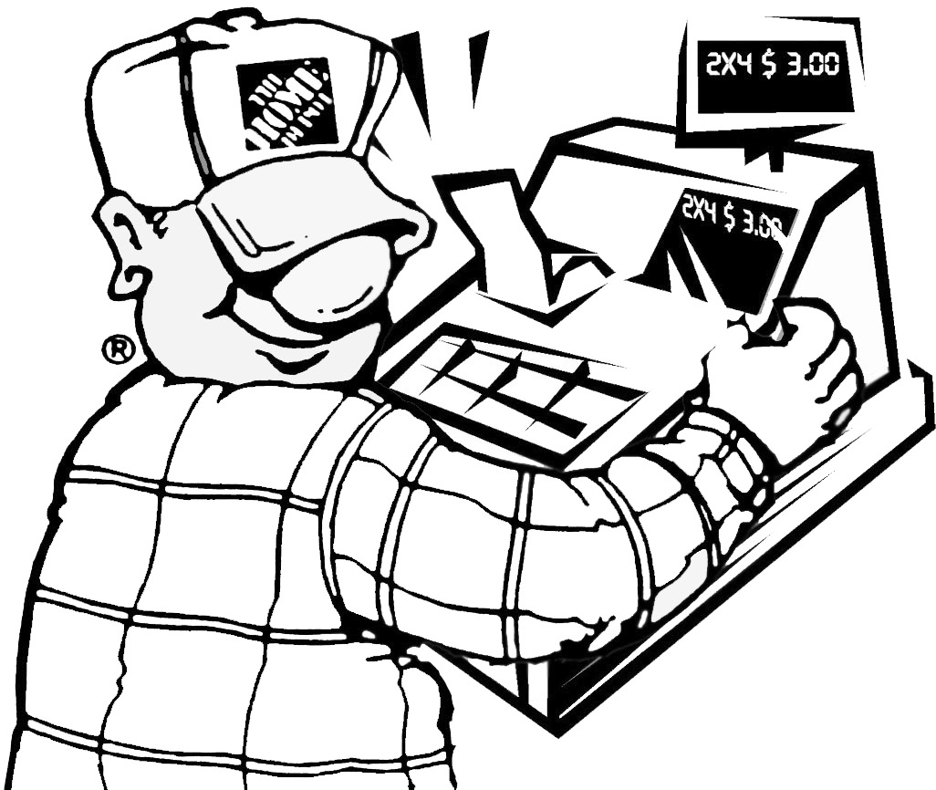 cashier clipart black and white