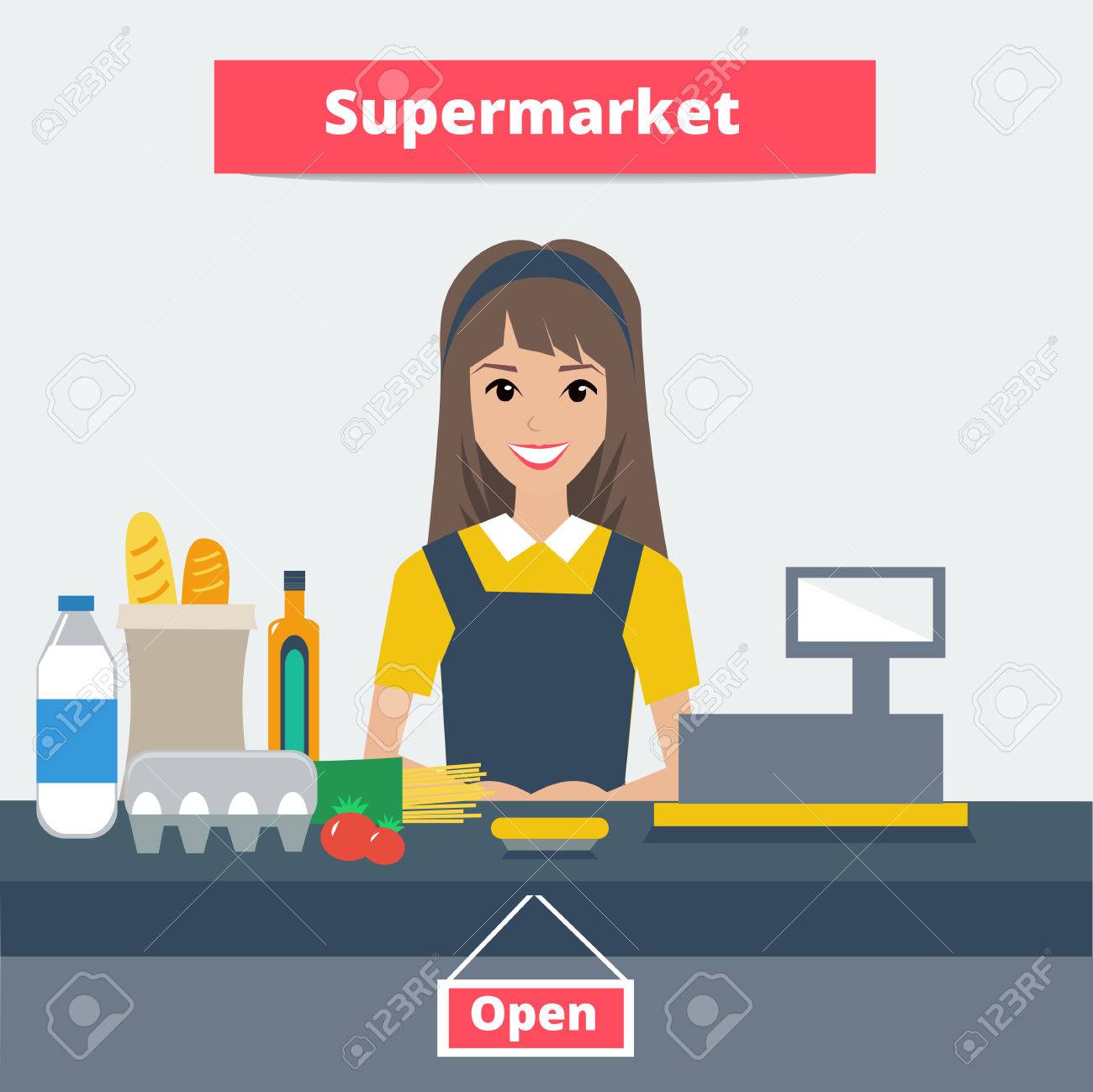 cashier clipart grocery cashier