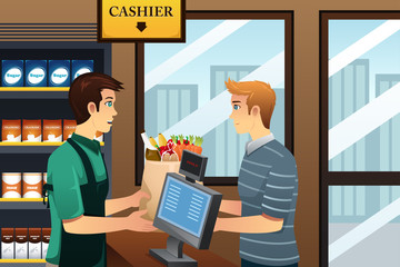 cashier clipart grocery shopping