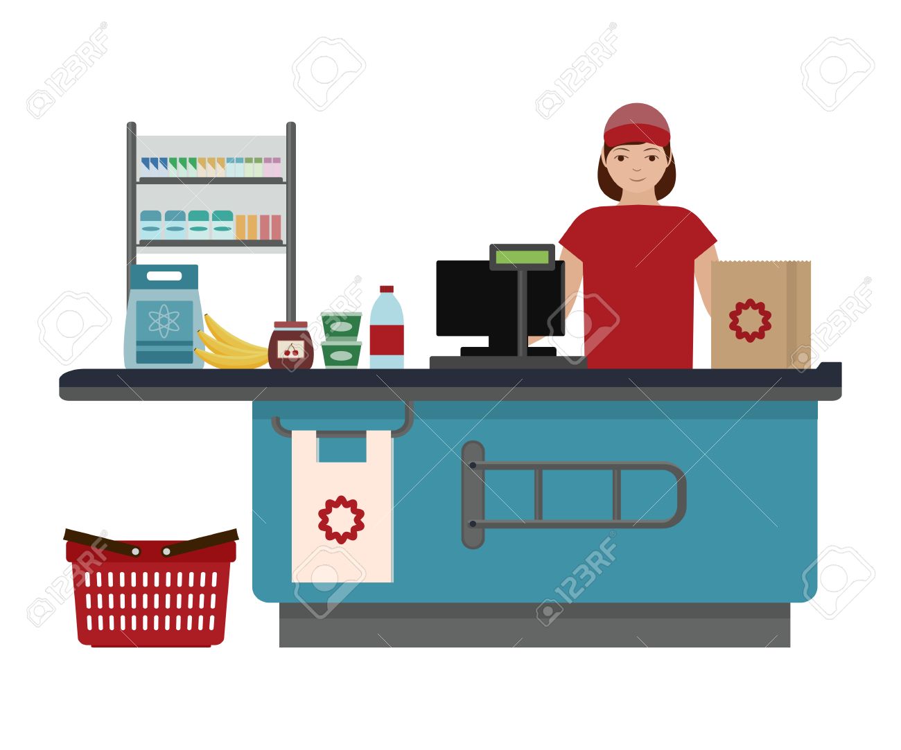 Cashier clipart logo. Supermarket portal 