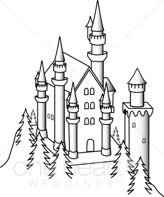 castle clipart black and white