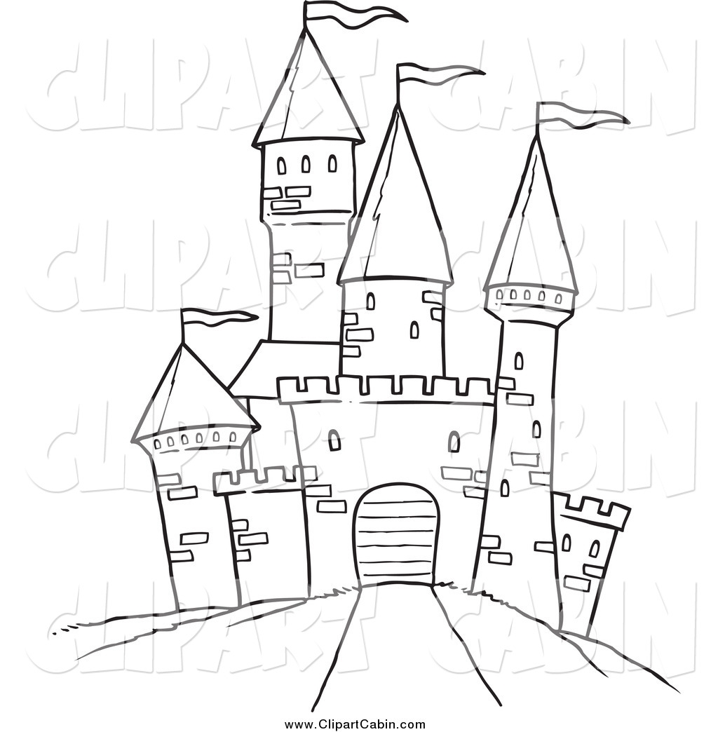 castle clipart black and white