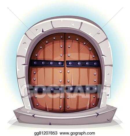 Castle clipart doors. Eps vector cartoon medieval
