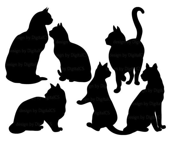 Clip art halloween digital. Cat clipart black and white