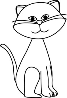 Clip art kitty line. Cat clipart black and white