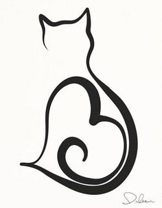 Silhouette tattoos . Cat clipart classy