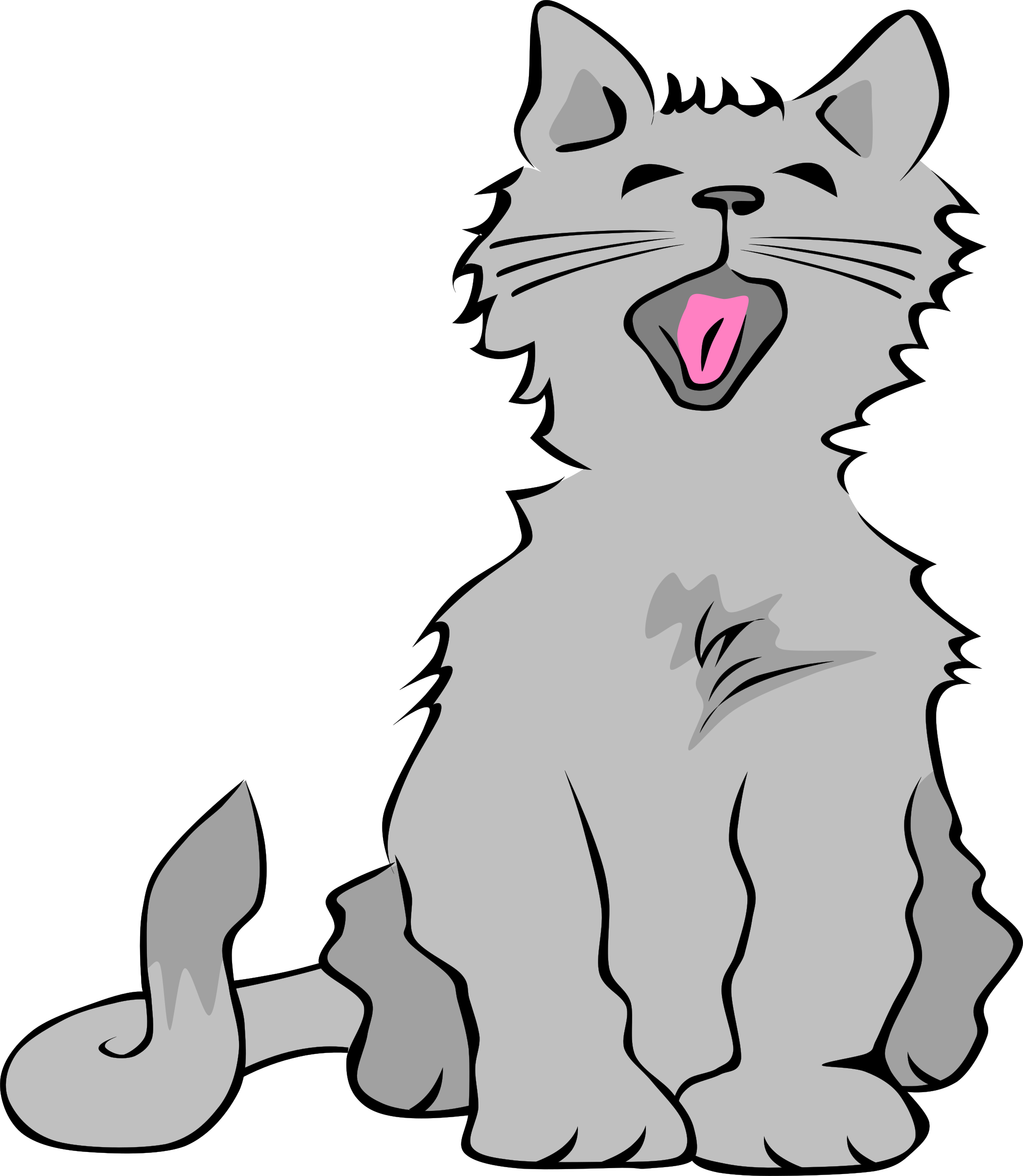 Kitten yawning big image. Cat clipart clear background