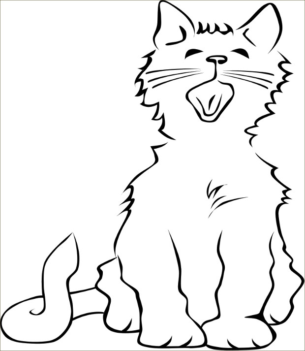 Cat clipart doodle. Black and white drawing