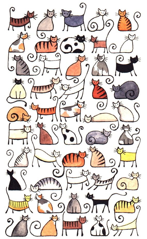 Cat clipart doodle.  cats a art