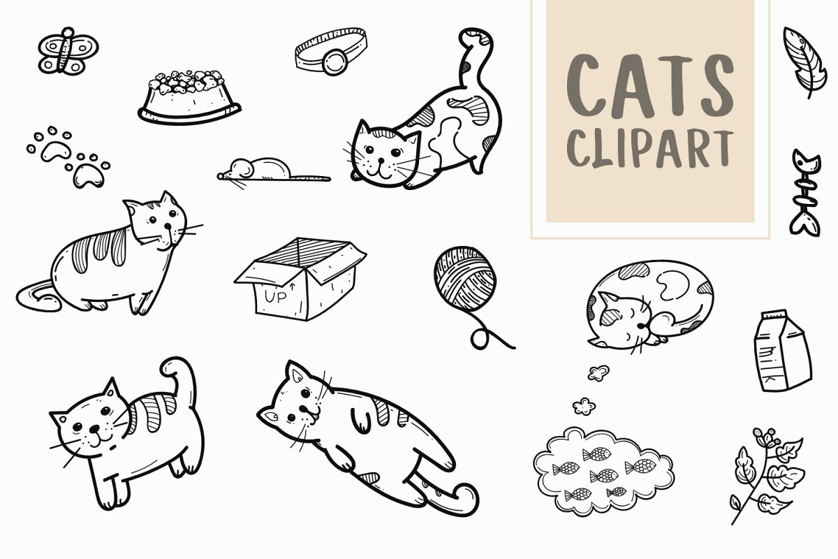 clipart cat doodle