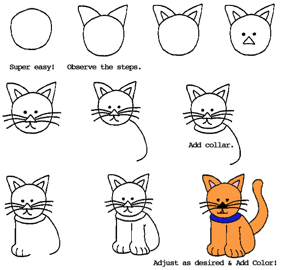 This super how to. Cat clipart easy