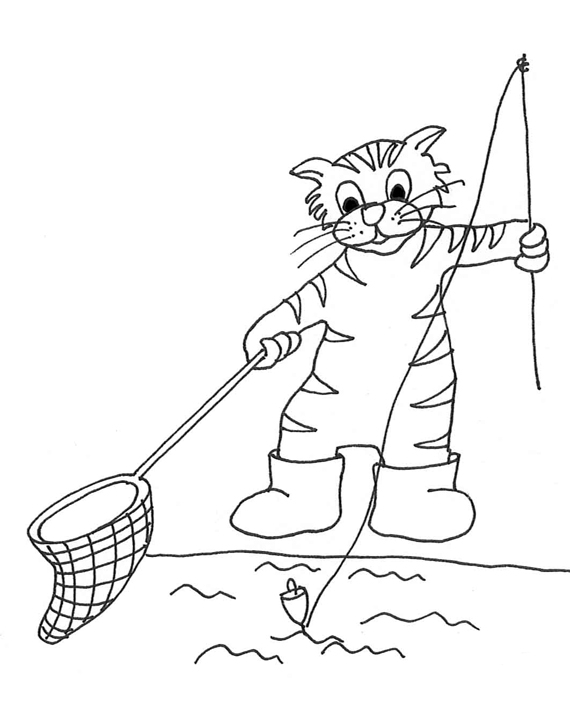 Clip art sketches drawings. Cat clipart fishing