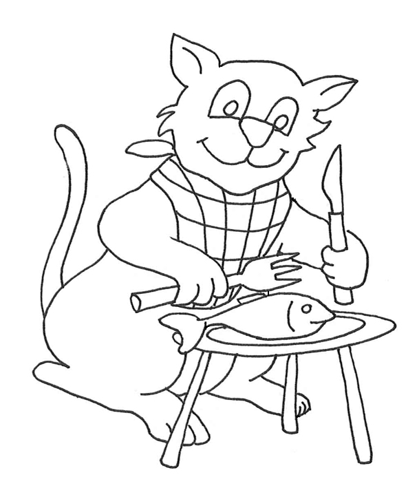 Cat clipart fishing. Eating drawing at getdrawings