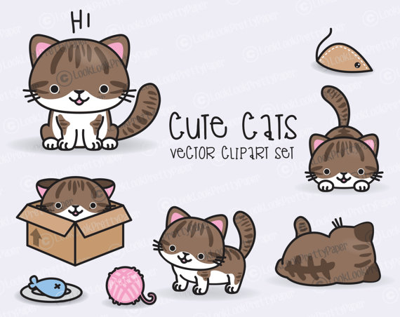 Cat clipart kawaii. Premium vector cats cute
