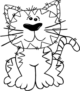 Cartoon sitting outline clip. Cat clipart template