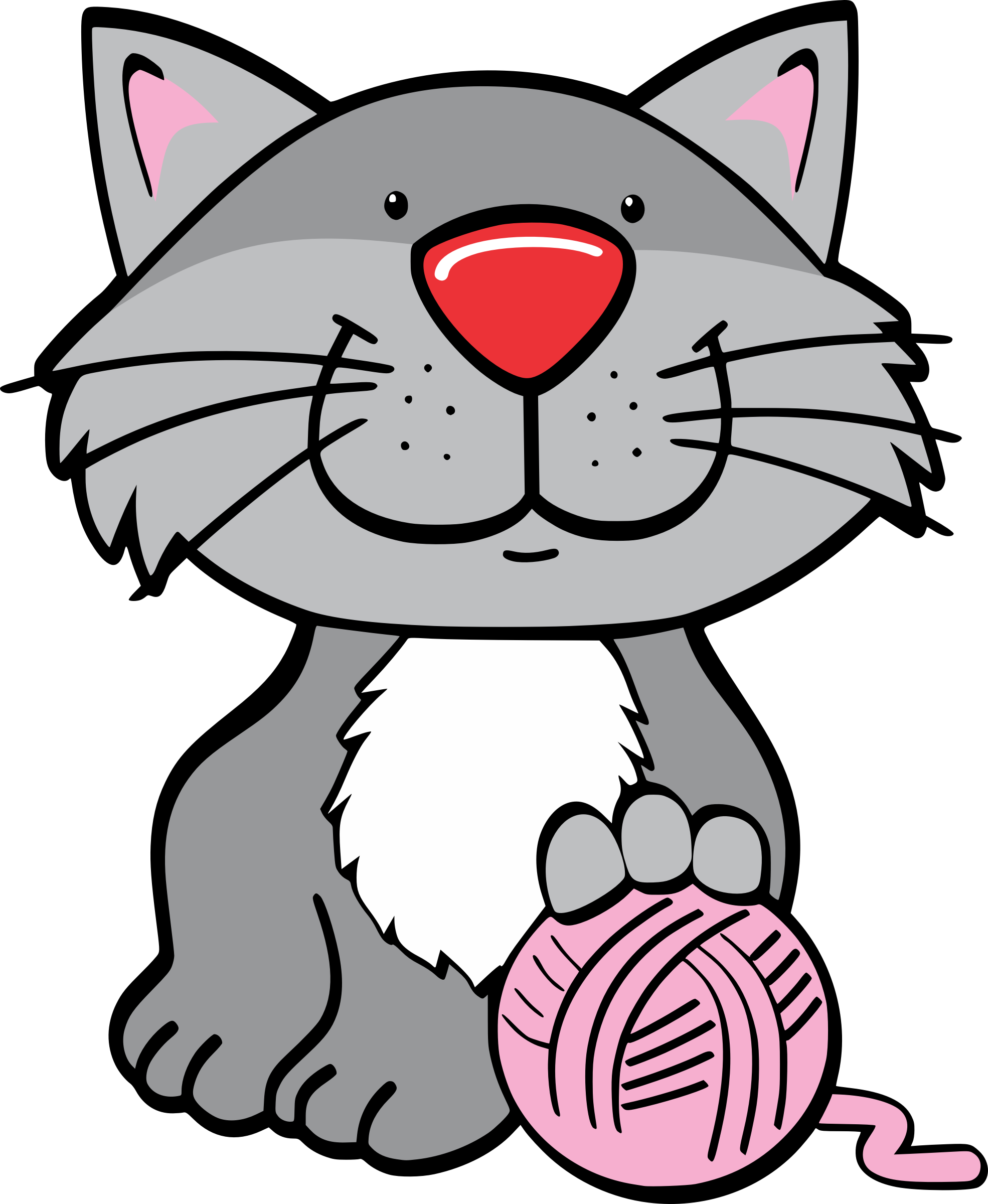 Knitting clipart yarn. Cat with big image