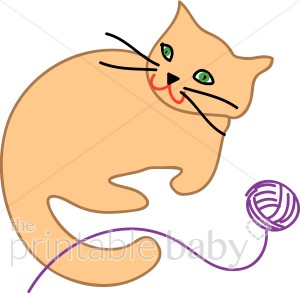 With pet. Cat clipart yarn