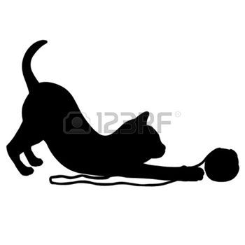  best silhouettes images. Cat clipart yarn