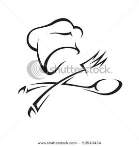 Chef hat with and. Catering clipart knife fork