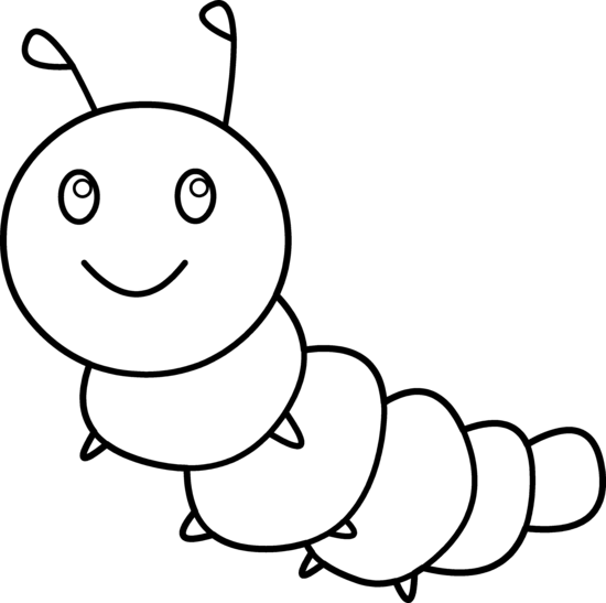 Caterpillar black and white. Worm clipart worm head