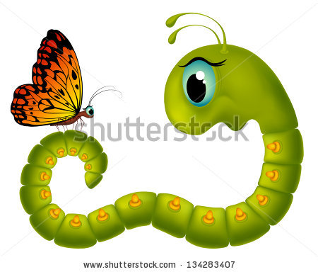 Pencil and in color. Caterpillar clipart butterfly