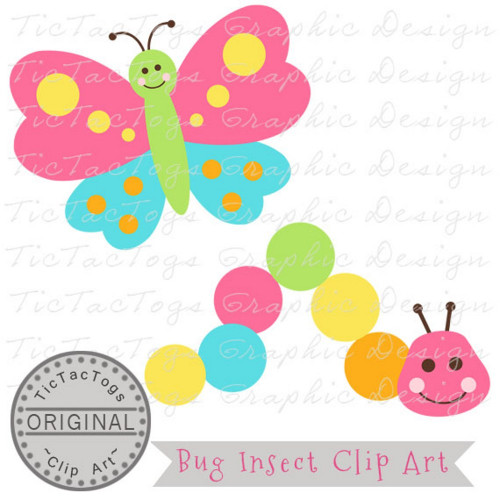 Bug clip art digital. Caterpillar clipart butterfly