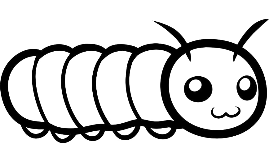Black and white free. Caterpillar clipart coloring page