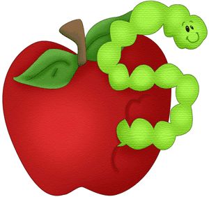 Caterpillar clipart heart. Apple with worm free