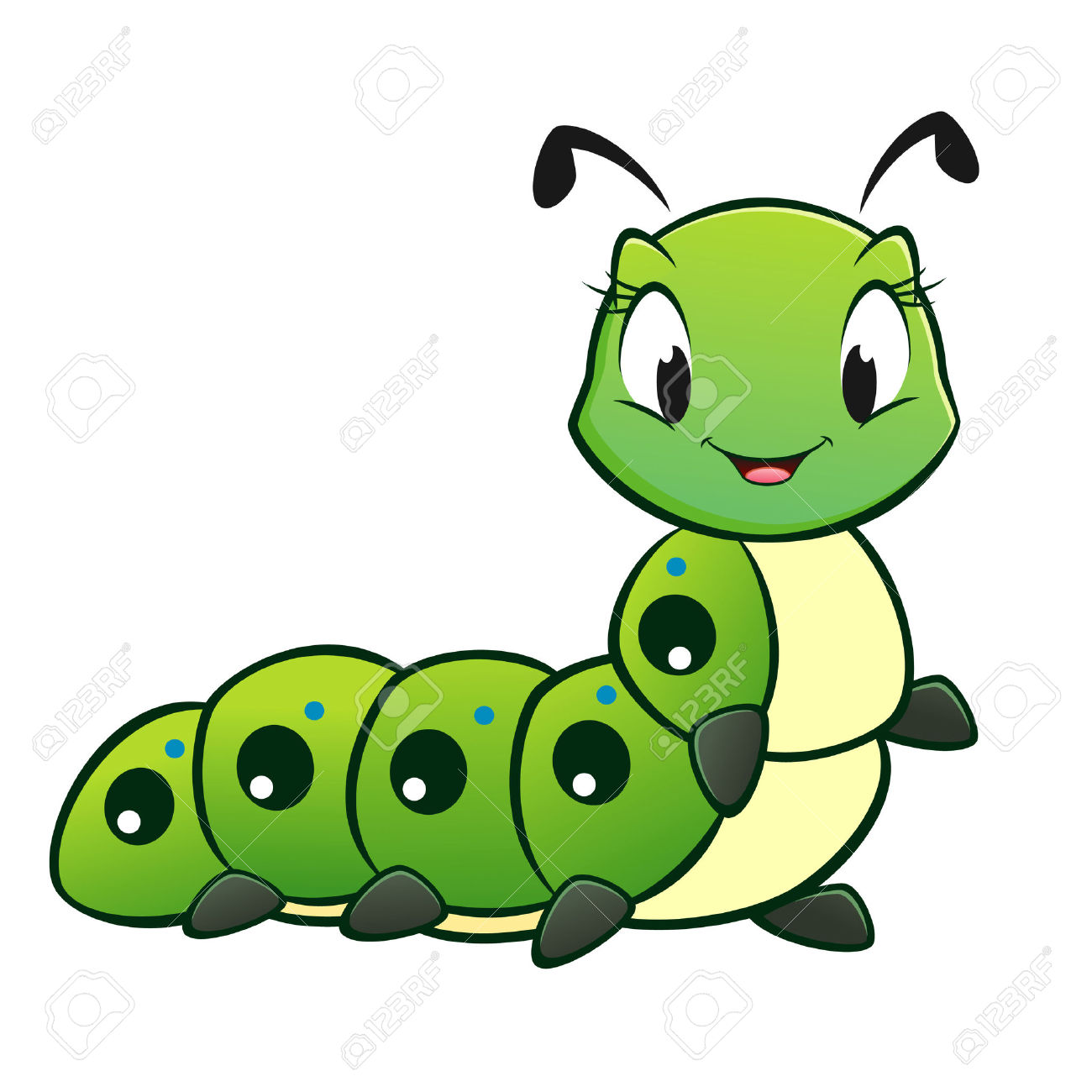 Adorable pencil and in. Caterpillar clipart illustration