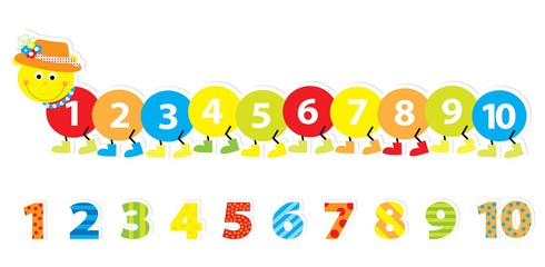 Smiling with numbers vector. Caterpillar clipart number