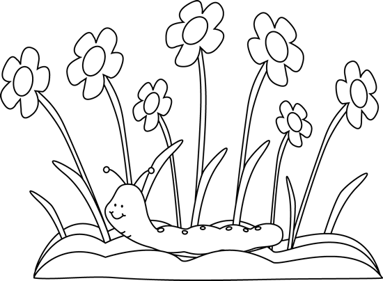 Black and white clip. Caterpillar clipart spring