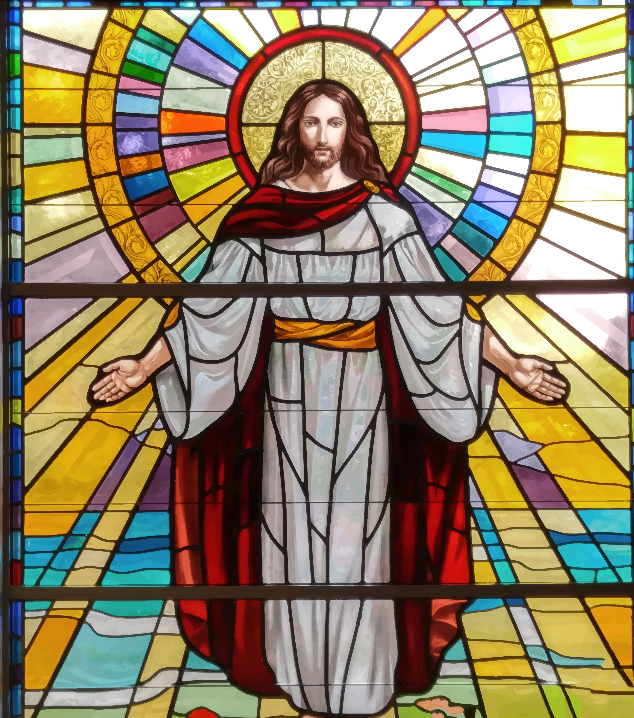 Jesus big image png. Catholic clipart stained glass
