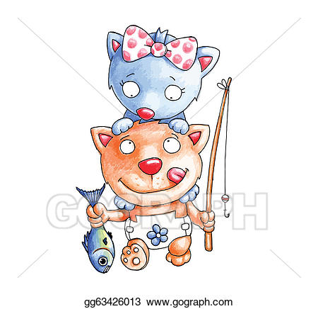 cats clipart fishing