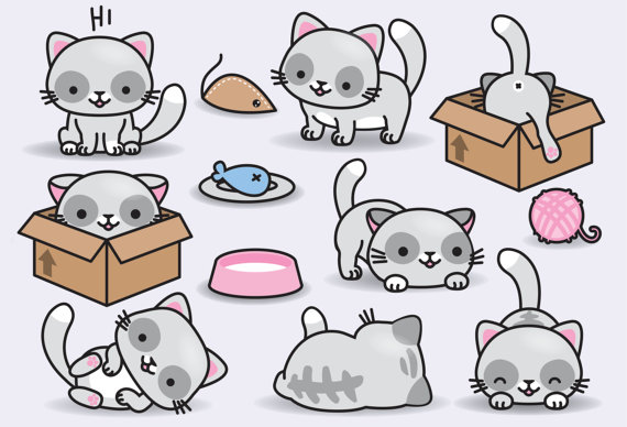 Clipart cat kawaii. Premium vector cats cute